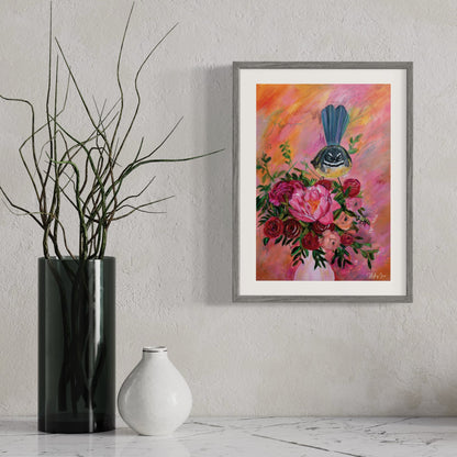 Piwakawaka's Petal Perch - Open Edition Print