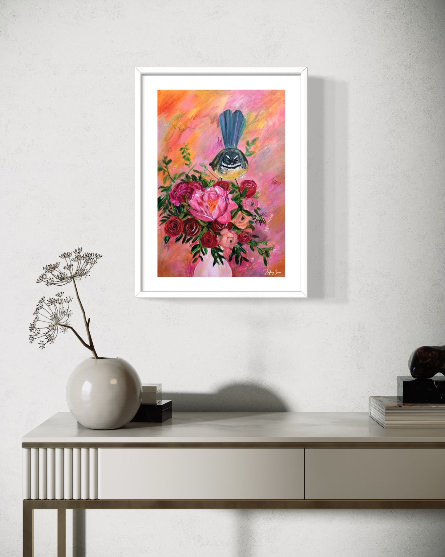 Piwakawaka's Petal Perch - Open Edition Print