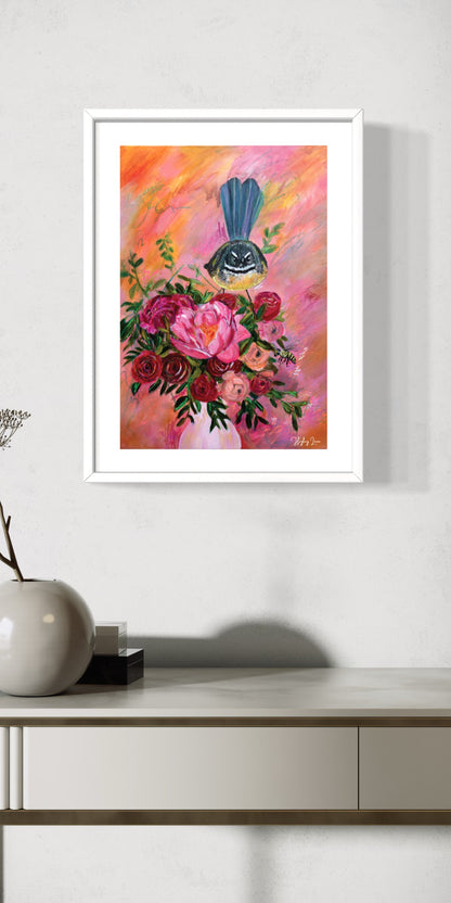 Piwakawaka's Petal Perch - Open Edition Print