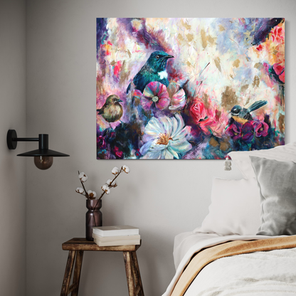 Whole World - Tui, Bellbird, Piwakawaka - Petals & Wings