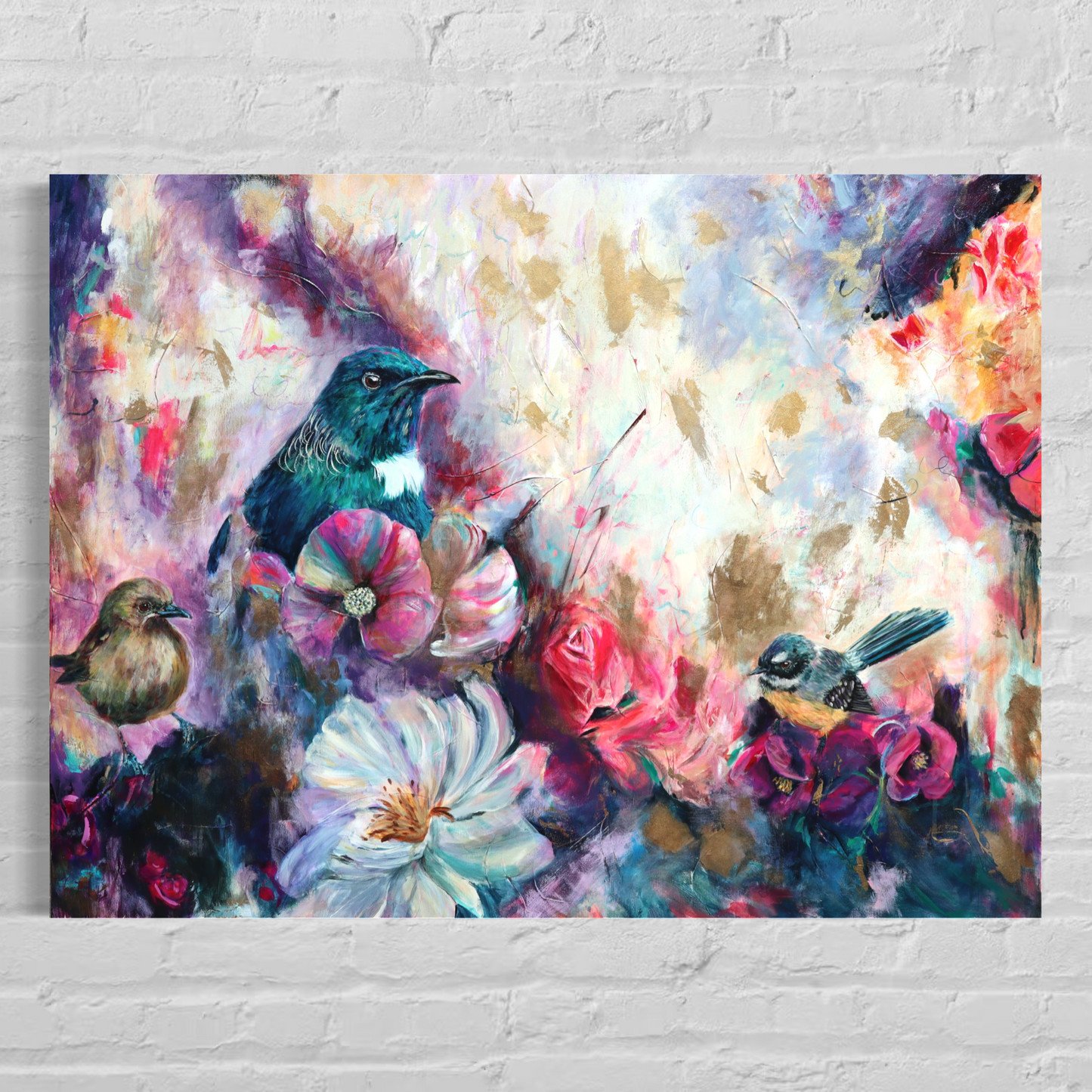 Whole World - Tui, Bellbird, Piwakawaka - Petals & Wings