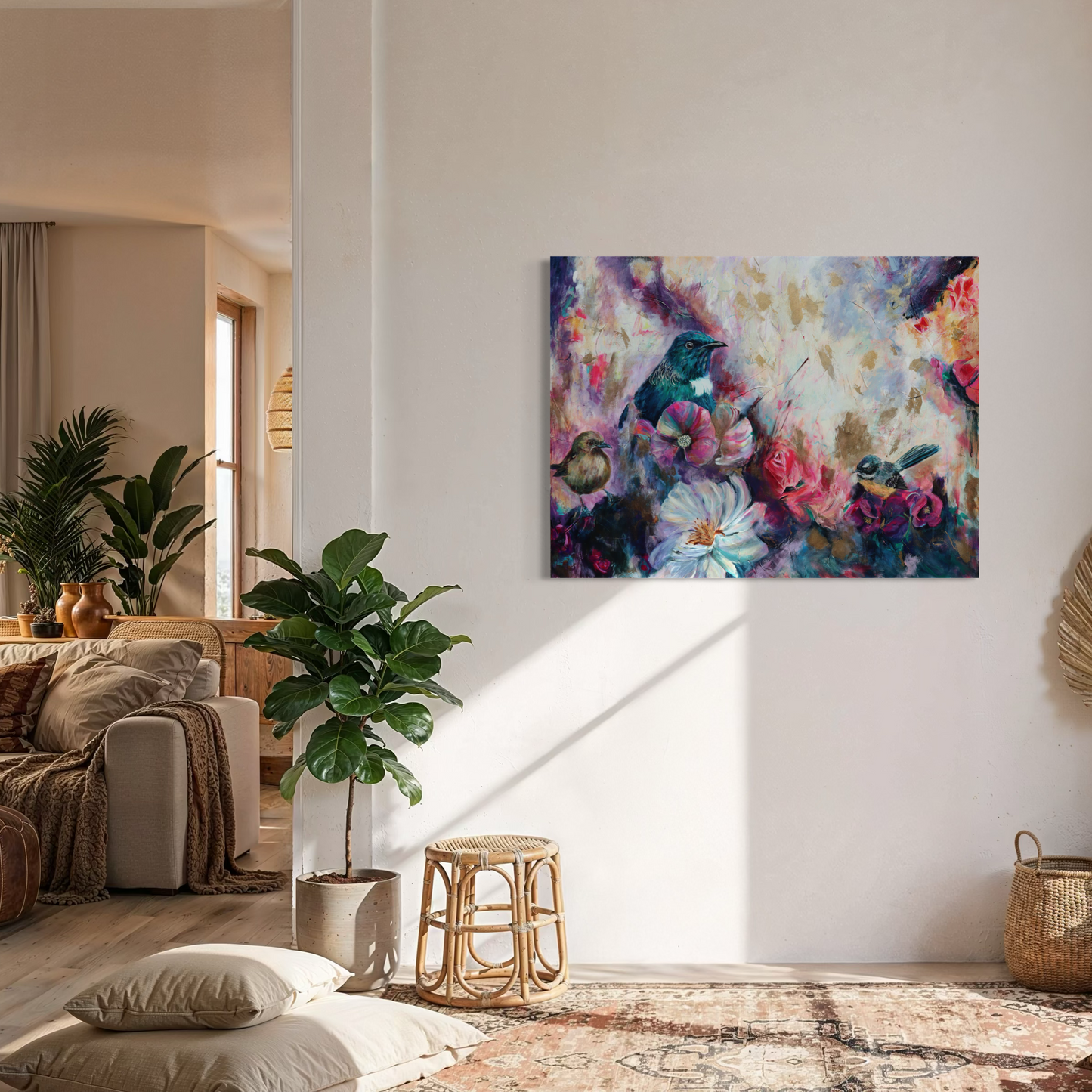 Whole World - Tui, Bellbird, Piwakawaka - Petals & Wings